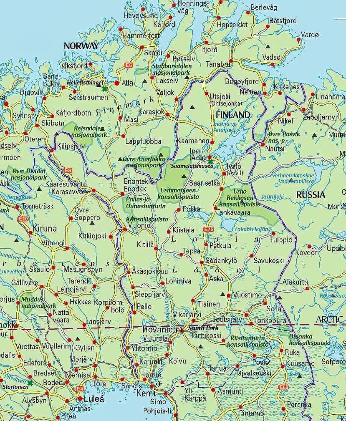 χάρτη της Φινλανδίας και της λαπωνίας