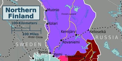 Χάρτης της βόρειας Φινλανδίας