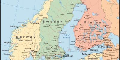 Χάρτη της Φινλανδίας και τις γύρω χώρες